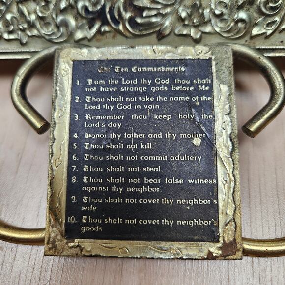 RARE Vintage Last Supper Mirror Frame 10 Commandments mini taper candle holders - Picture 2 of 9